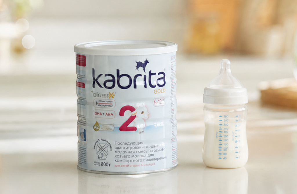 Смесь Kabrita 2 и бутылочка для кормления