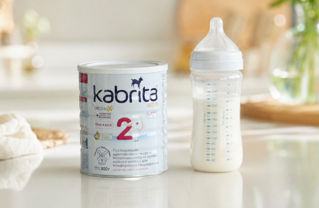 Смесь Kabrita 2 и бутылочка с молочной смесью