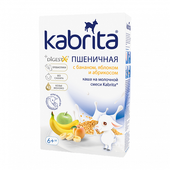 Kabrita<r></r> Пшеничная каша с бананом, яблоком и абрикосом
